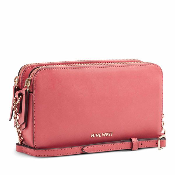 Nine West Penny Double Zip Pink Shoulder Bag | Ireland 29W72-6R14
